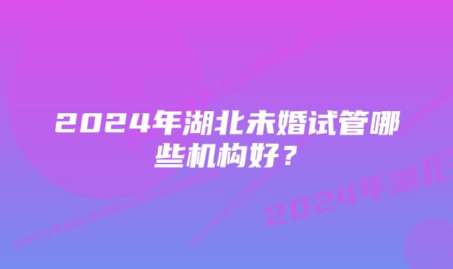 2024年湖北未婚试管哪些机构好？