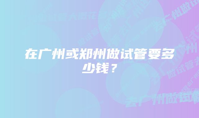 在广州或郑州做试管要多少钱？