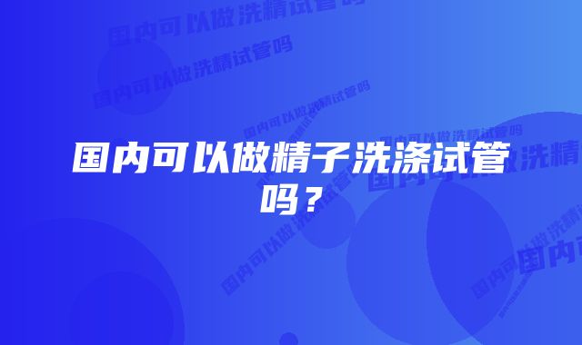 国内可以做精子洗涤试管吗？