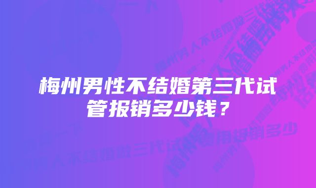 梅州男性不结婚第三代试管报销多少钱？