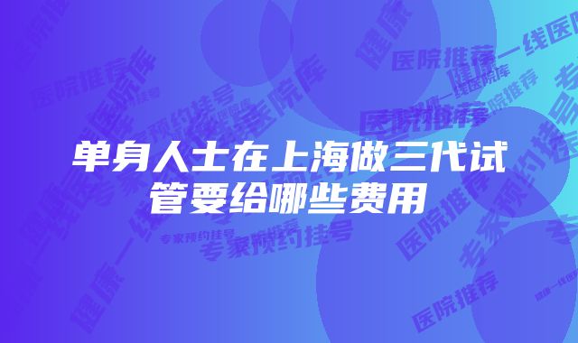 单身人士在上海做三代试管要给哪些费用