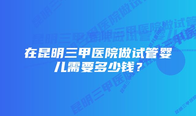 在昆明三甲医院做试管婴儿需要多少钱？