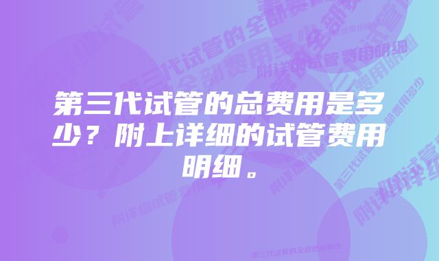 第三代试管的总费用是多少？附上详细的试管费用明细。