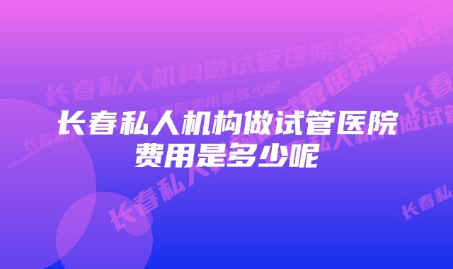 长春私人机构做试管医院费用是多少呢