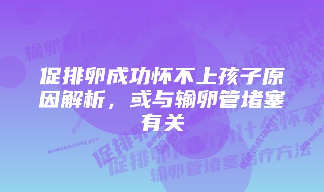 促排卵成功怀不上孩子原因解析，或与输卵管堵塞有关