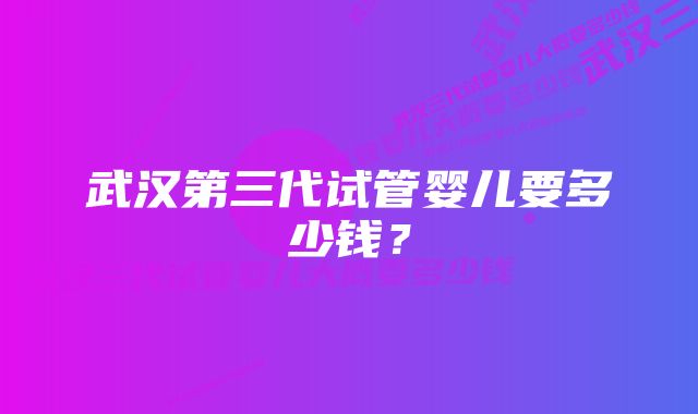 武汉第三代试管婴儿要多少钱？