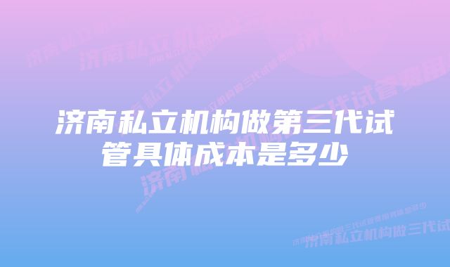 济南私立机构做第三代试管具体成本是多少