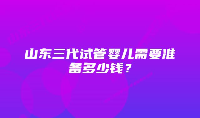 山东三代试管婴儿需要准备多少钱？