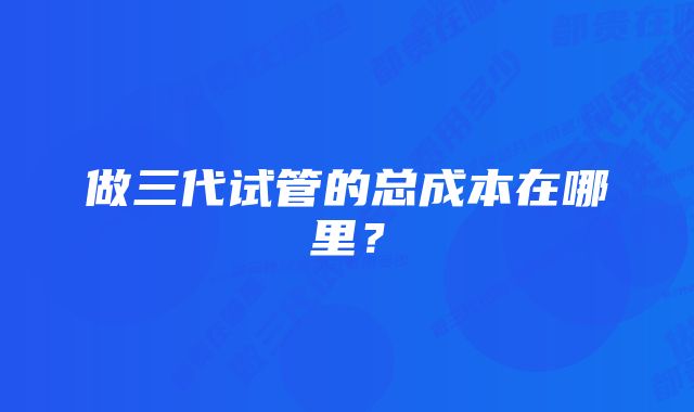 做三代试管的总成本在哪里？