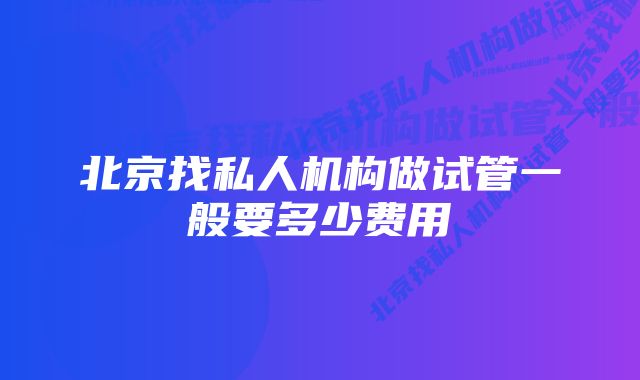 北京找私人机构做试管一般要多少费用