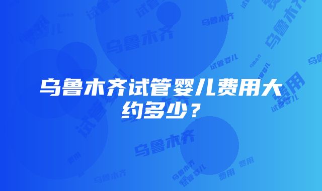 乌鲁木齐试管婴儿费用大约多少？