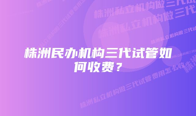 株洲民办机构三代试管如何收费？