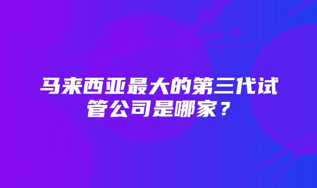 马来西亚最大的第三代试管公司是哪家？