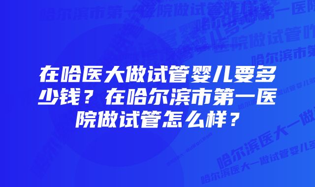 在哈医大做试管婴儿要多少钱？在哈尔滨市第一医院做试管怎么样？