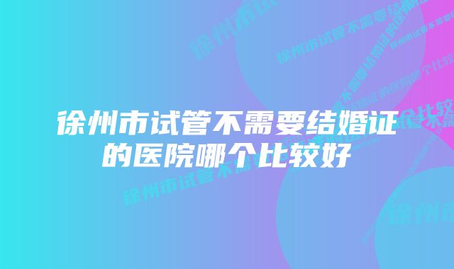 徐州市试管不需要结婚证的医院哪个比较好