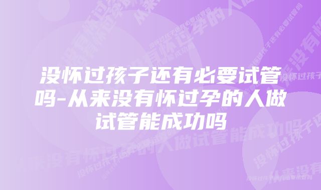 没怀过孩子还有必要试管吗-从来没有怀过孕的人做试管能成功吗