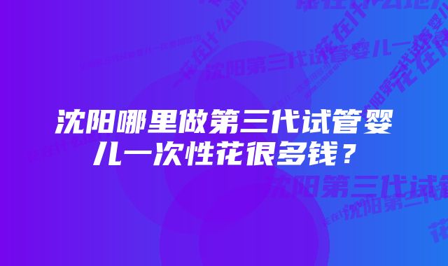 沈阳哪里做第三代试管婴儿一次性花很多钱？