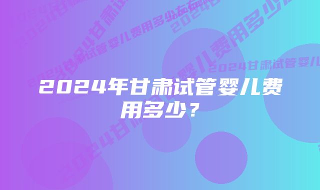 2024年甘肃试管婴儿费用多少？