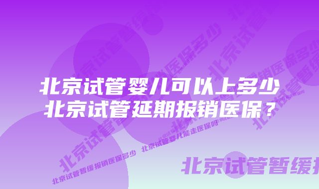 北京试管婴儿可以上多少北京试管延期报销医保？