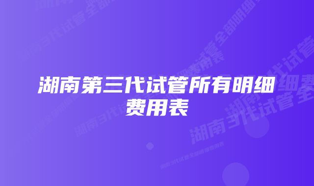 湖南第三代试管所有明细费用表