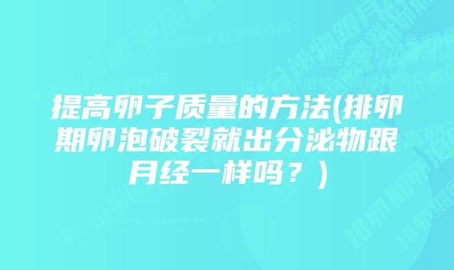 提高卵子质量的方法(排卵期卵泡破裂就出分泌物跟月经一样吗？)