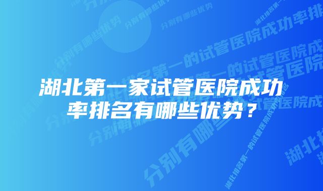 湖北第一家试管医院成功率排名有哪些优势？