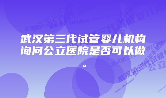 武汉第三代试管婴儿机构询问公立医院是否可以做。