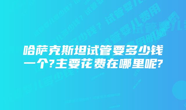 哈萨克斯坦试管要多少钱一个?主要花费在哪里呢?