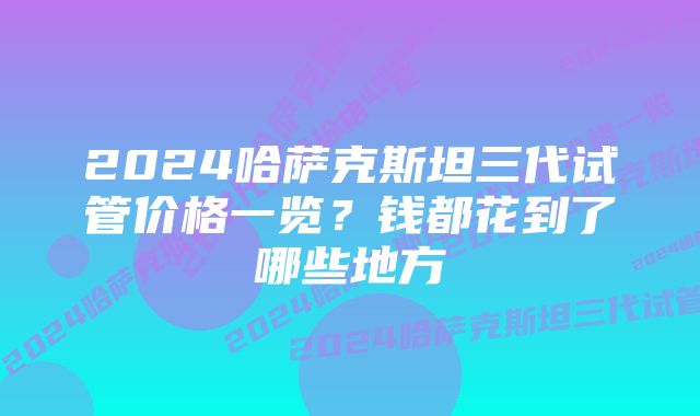 2024哈萨克斯坦三代试管价格一览？钱都花到了哪些地方