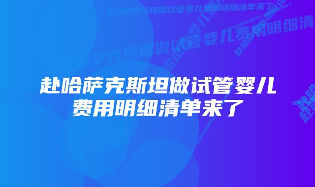 赴哈萨克斯坦做试管婴儿费用明细清单来了