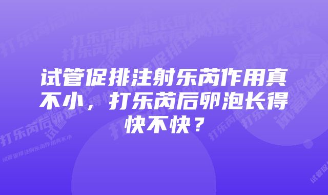 试管促排注射乐芮作用真不小，打乐芮后卵泡长得快不快？