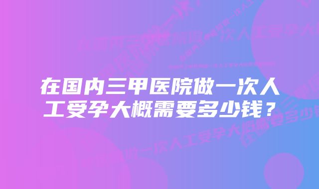 在国内三甲医院做一次人工受孕大概需要多少钱？