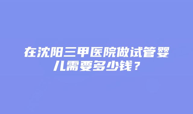 在沈阳三甲医院做试管婴儿需要多少钱？