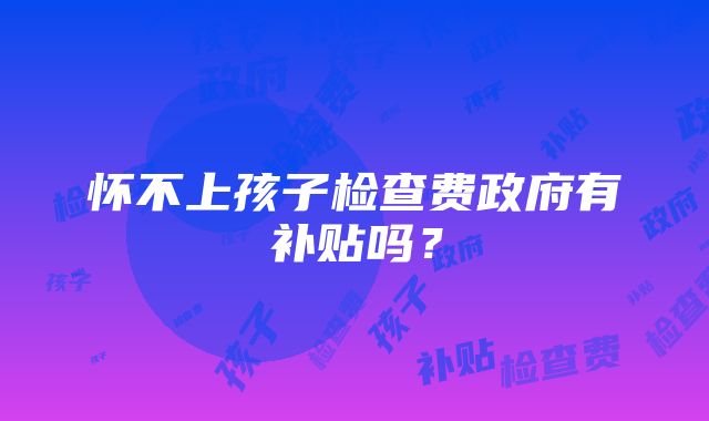 怀不上孩子检查费政府有补贴吗？