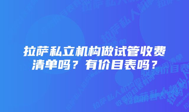 拉萨私立机构做试管收费清单吗？有价目表吗？