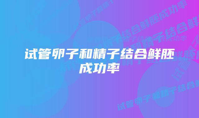 试管卵子和精子结合鲜胚成功率