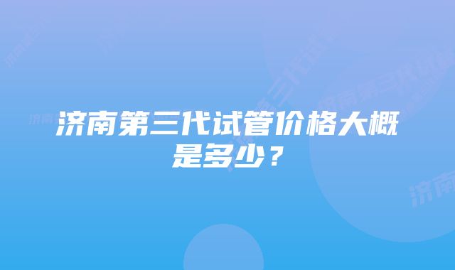 济南第三代试管价格大概是多少？