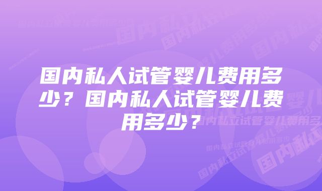 国内私人试管婴儿费用多少？国内私人试管婴儿费用多少？