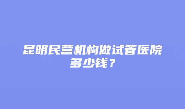 昆明民营机构做试管医院多少钱？