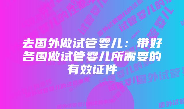 去国外做试管婴儿：带好各国做试管婴儿所需要的有效证件