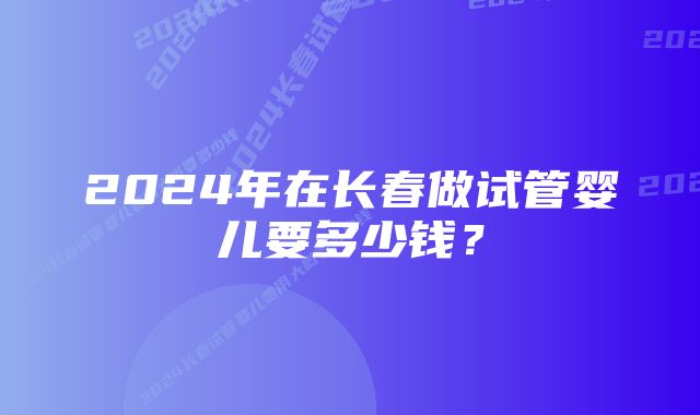 2024年在长春做试管婴儿要多少钱？