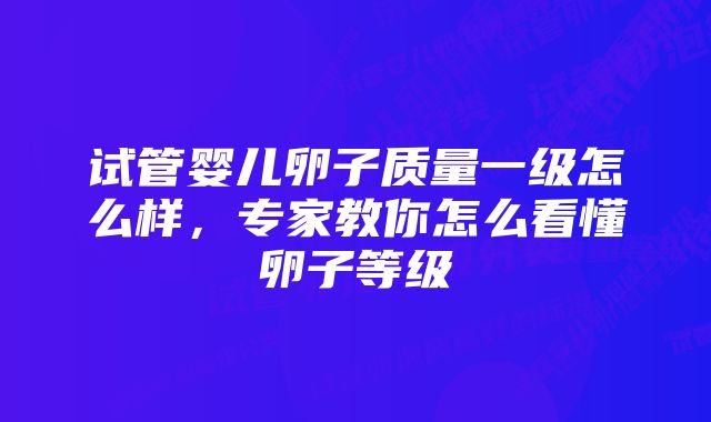 试管婴儿卵子质量一级怎么样，专家教你怎么看懂卵子等级