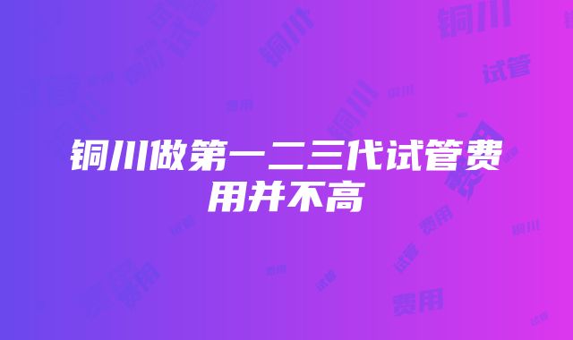 铜川做第一二三代试管费用并不高