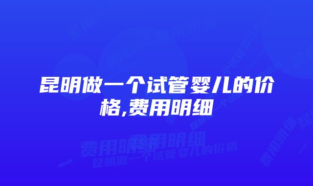 昆明做一个试管婴儿的价格,费用明细