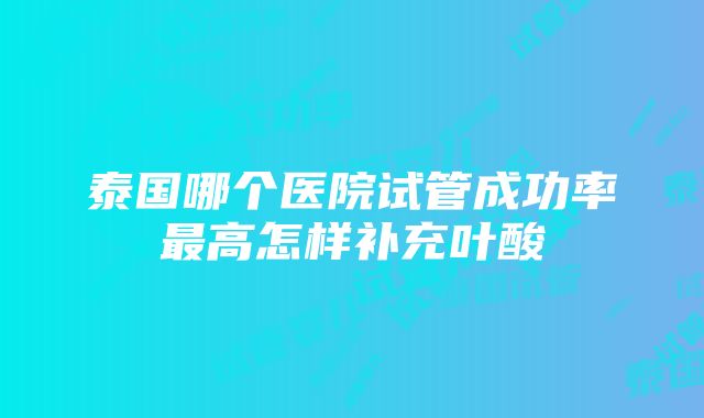 泰国哪个医院试管成功率最高怎样补充叶酸