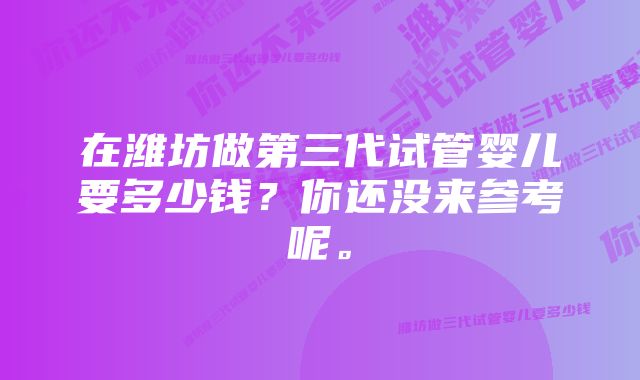 在潍坊做第三代试管婴儿要多少钱？你还没来参考呢。