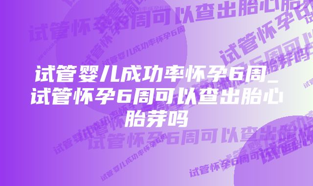 试管婴儿成功率怀孕6周_试管怀孕6周可以查出胎心胎芽吗