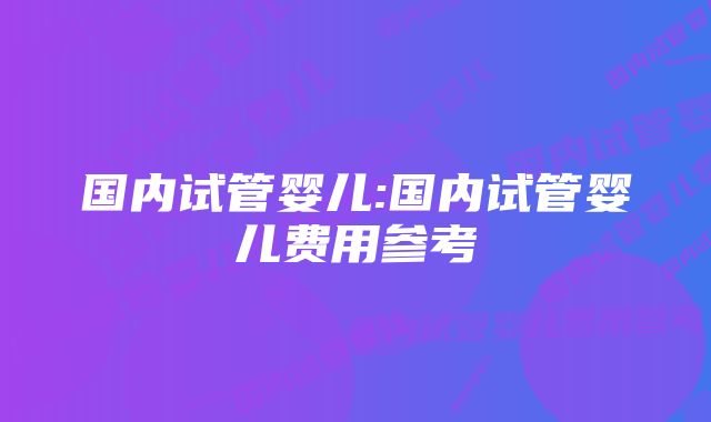 国内试管婴儿:国内试管婴儿费用参考