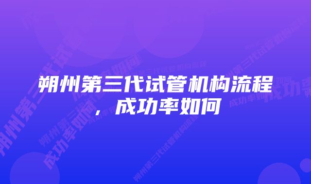 朔州第三代试管机构流程，成功率如何