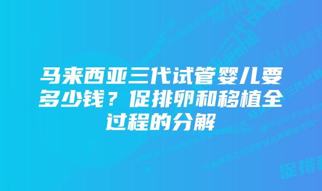 马来西亚三代试管婴儿要多少钱？促排卵和移植全过程的分解